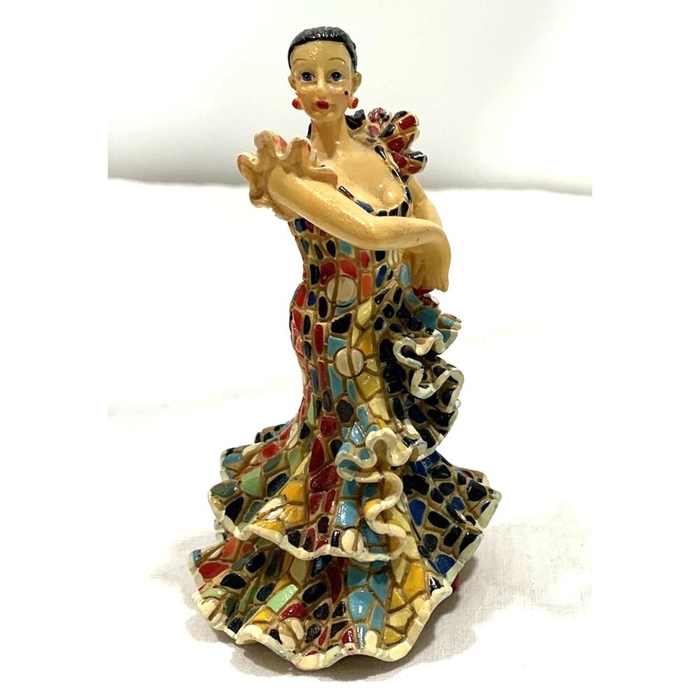 Colorful Mosaic Dress Flamenco Dancer Lady Figurine Spanish by Barcino  4.75”H